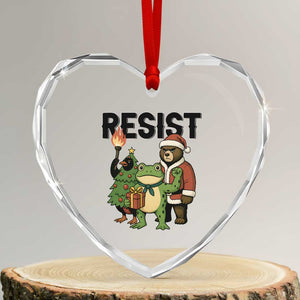 Portland Frog Protest Frogs Together Strong Heart Crystal Glass Ornament Funny Holiday Gift TS12 Transparent Glass 3'' Heart Print Your Wear