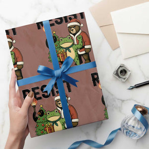 Portland Frog Protest Frogs Together Strong Wrapping Paper Roll Funny Holiday Gift TS12 Mocha Print Your Wear