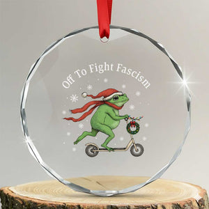 Portland Frog Protest Off To Fight Fascism Crystal Glass Ornament Funny Christmas Gift TS12 Transparent Glass 3'' Circle Print Your Wear