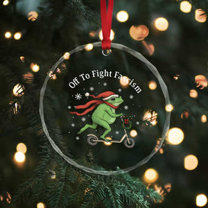 Portland Frog Protest Off To Fight Fascism Crystal Glass Ornament Funny Christmas Gift TS12 Print Your Wear