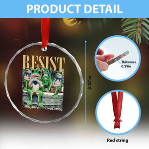 Portland Frog Resist Protest Crystal Glass Ornament 80s Frogs Deportation Resistance - Print Your Wear