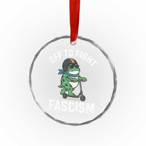Portland Frog Resist Protest Crystal Glass Ornament Off to Fight Fascism Frog Scooter TS10 Print Your Wear