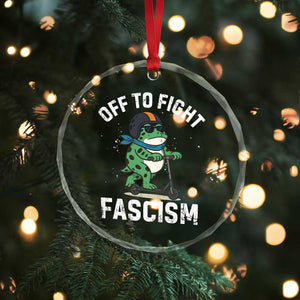 Portland Frog Resist Protest Crystal Glass Ornament Off to Fight Fascism Frog Scooter TS10 Print Your Wear