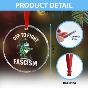 Portland Frog Resist Protest Crystal Glass Ornament Off to Fight Fascism Frog Scooter TS10 Print Your Wear