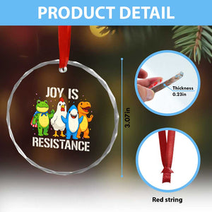 Portland Protest Inflatable Mascot Parade Crystal Glass Ornament Joy Is Resistance Resist Frog Shark Chicken Dino - Print Your Wear