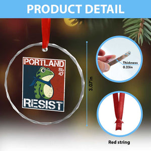 Portland Resist Retro Frog 8647 Crystal Glass Ornament Political Satire Protest Poster Graphic TS02 Print Your Wear