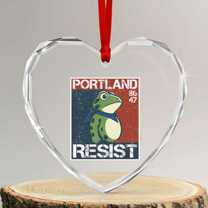 Portland Resist Retro Frog 8647 Heart Crystal Glass Ornament Political Satire Protest Poster Graphic TS02 Transparent Glass 3'' Heart Print Your Wear