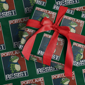 Portland Resist Retro Frog 8647 Wrapping Paper Roll Political Satire Protest Poster Graphic TS02 Green Print Your Wear