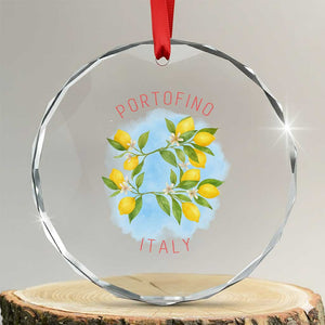 Portofino Italy Lemons Crystal Glass Ornament Vintage Coastal Europe Travel Summer Vibe Aesthetic TS02 Transparent Glass 3'' Circle Print Your Wear