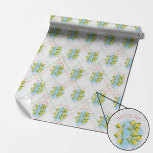 Portofino Italy Lemons Wrapping Paper Roll Vintage Coastal Europe Travel Summer Vibe Aesthetic TS02 Christmas Plaid Print Your Wear