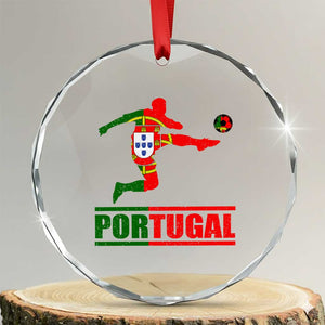 Portugal Soccer Crystal Glass Ornament Portuguese Flag Futebol Football Player TS10 Transparent Glass 3'' Circle Print Your Wear