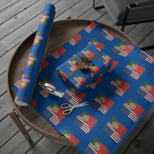 Portuguese American Flag Wrapping Paper Roll Retro Vintage USA Portugal Roots Heritage Pride TS10 Blue Print Your Wear