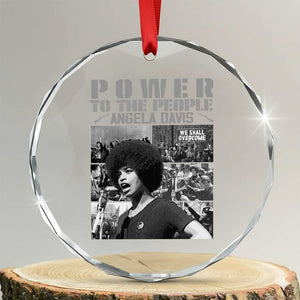 Power To The People Crystal Glass Ornament Black History Angela Davis Black Panther Party TS10 Transparent Glass 3'' Circle Print Your Wear