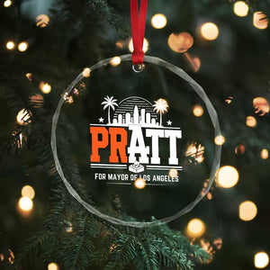 Pratt for Mayor of Los Angeles Retro Skyline Graphic Crystal Glass Ornament Support Local Leadership LA City California Pride TS02 Print Your Wear