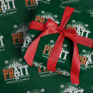 Pratt for Mayor of Los Angeles Retro Skyline Graphic Wrapping Paper Roll Support Local Leadership LA City California Pride TS02 Green Print Your Wear