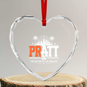 Pratt for Mayor of Los Angeles Retro Skyline Graphic Heart Crystal Glass Ornament Support Local Leadership LA City California Pride TS02 Transparent Glass 3'' Heart Print Your Wear