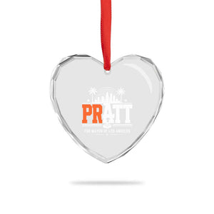 Pratt for Mayor of Los Angeles Retro Skyline Graphic Heart Crystal Glass Ornament Support Local Leadership LA City California Pride TS02 Print Your Wear