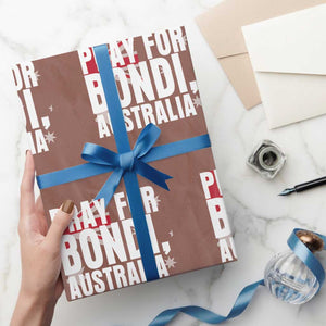 Pray for Bondi Australia Wrapping Paper Roll Memorial Unity and Support Tribute TS02 Mocha Print Your Wear