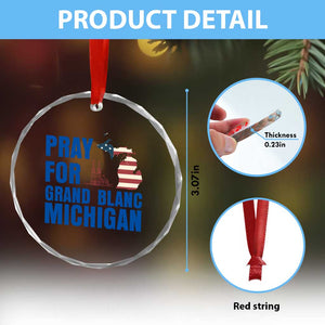 Pray for Grand Blanc Michigan Crystal Glass Ornament American Flag Christian Support TS02 Print Your Wear