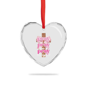 Pray On It Pray Over It Pray Through It Heart Crystal Glass Ornament Christian Religious God Valentine's Day Coquette Cross TS11 Print Your Wear