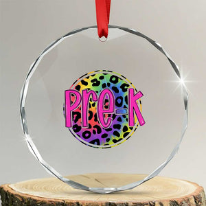 Pre-Kindergarten Neon Leopard Effect Printing Crystal Glass Ornament Wild About PreK Teacher Student Gift