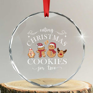 Pregnancy Announcement Crystal Glass Ornament Eating Xmas Cookies For Two Maternity Gift TS10 Transparent Glass 3'' Circle Print Your Wear