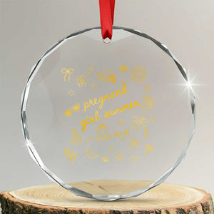 Pregnant Girl Summer Crystal Glass Ornament Cute Beach Summer Pregnancy Announcement Baby Shower TS10 Transparent Glass 3'' Circle Print Your Wear