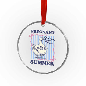 Pregnant Girl Summer Crystal Glass Ornament Striped Coquette Summer Goose Beach Pregnancy Announcement TS10 Print Your Wear