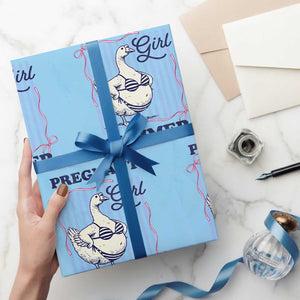 Pregnant Girl Summer Wrapping Paper Roll Striped Coquette Summer Goose Beach Pregnancy Announcement TS10 Light Blue Print Your Wear