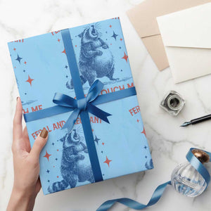 Pregnant Racoon Wrapping Paper Roll Feral And Pregnant Dont Touch Me Pregnancy Humor TS10 Light Blue Print Your Wear