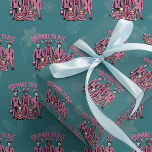 Prepare to Groovy Dye Funny Bunny Easter Wrapping Paper Roll Horror Dyeing Eggs TS02 Teal Print Your Wear