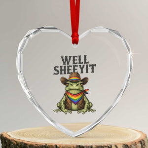 Pride Frog LGBT Rainbow Heart Crystal Glass Ornament Well Sheeyit Country Western TS14 Transparent Glass 3'' Heart Print Your Wear