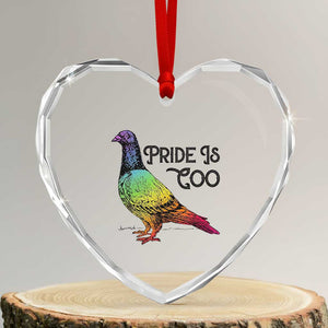 Pride Is Coo Pigeon Heart Crystal Glass Ornament Funny LGBTQ Pride Month