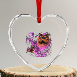 Princess Cat Howling To The Moon Vintage 90s Nature Heart Crystal Glass Ornament TS11 Transparent Glass 3'' Heart Print Your Wear