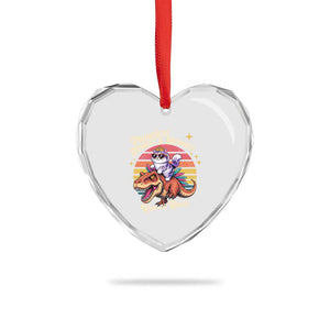 Royal Cat Princess and Raptor Ride or Roar Heart Crystal Glass Ornament Funny Cat Riding Dinosaur Retro Sunset TS02 Print Your Wear