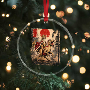 Cat Princess Riding Raptor Dinosaur Crystal Glass Ornament Japanese Vintage Graphic Ukiyoe Art TS11 Print Your Wear