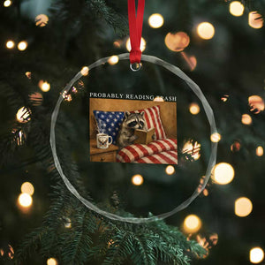 Probably Reading Trash Racoon Crystal Glass Ornament Funny Racoon Book Lover 4th of July TS14 Print Your Wear