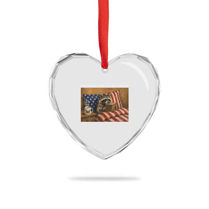 Probably Reading Trash Racoon Heart Crystal Glass Ornament Funny Racoon Book Lover 4th of July