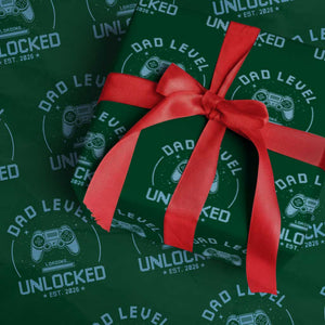 Promoted to Dad 2026 Wrapping Paper Roll New Dad Gifts for First Time Daddy Fathers Day TS10 Green Print Your Wear