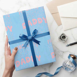 Promoted To Daddy 2026 New Girl Dad Wrapping Paper Roll First Time Fathers Day Gift TS12 Light Blue Print Your Wear