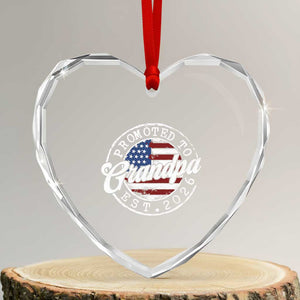 Promoted to Grandpa 2026 Heart Crystal Glass Ornament New Grandfather US Flag Fathers Day TS11 Transparent Glass 3'' Heart Print Your Wear