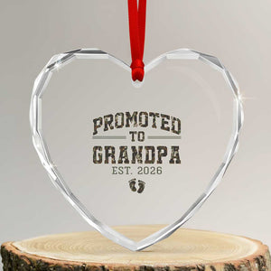 Promoted To Grandpa Est 2026 Heart Crystal Glass Ornament Vintage Camo Grandpa Graphic TS12 Transparent Glass 3'' Heart Print Your Wear