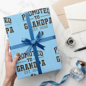 Promoted To Grandpa Est 2026 Wrapping Paper Roll Vintage Camo Grandpa Graphic TS12 Light Blue Print Your Wear
