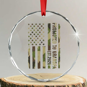 Promoted To Grandpa Est 2026 Patriotic American Flag Camo Crystal Glass Ornament TS12 Transparent Glass 3'' Circle Print Your Wear