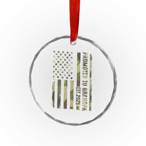 Promoted To Grandpa Est 2026 Patriotic American Flag Camo Crystal Glass Ornament TS12 Print Your Wear