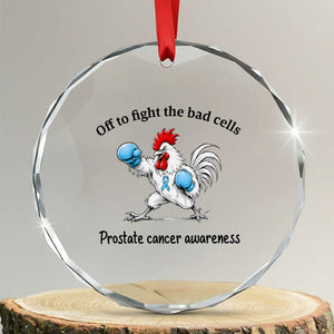 Prostate Cancer Awareness Crystal Glass Ornament Rooster Light Blue Ribbon Survivor Chemotherapy Gift