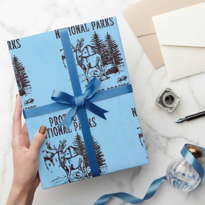 Protect National Parks Wrapping Paper Roll Support Parks Not Profits Deer TS02 Light Blue Print Your Wear