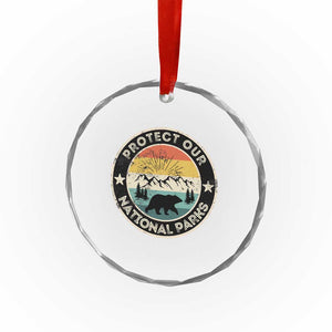 Protect Our National Parks Crystal Glass Ornament Bear Wildlife Retro Mountain Graphic TS02 Print Your Wear