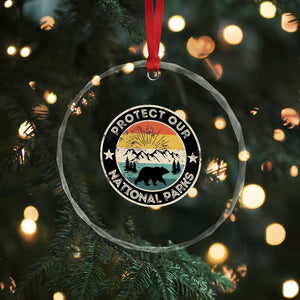 Protect Our National Parks Crystal Glass Ornament Bear Wildlife Retro Mountain Graphic TS02 Print Your Wear