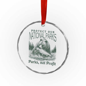 Protect Our National Parks Crystal Glass Ornament Parks Not Profits Retro Bear Nature Graphic TS02 Print Your Wear